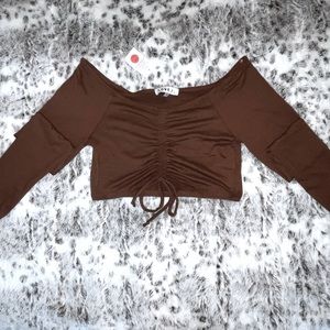brown long sleeve crop top